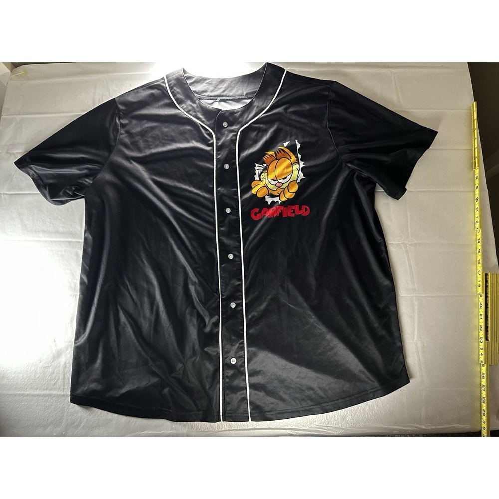 Garfield Baseball Jersey Men's 3X Black Button‎ Up Nickelodeon Cartoon 2024